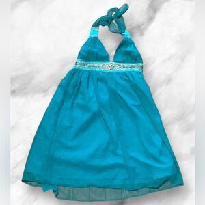 Charlotte Russe Teal Bohemian Halter Dress
